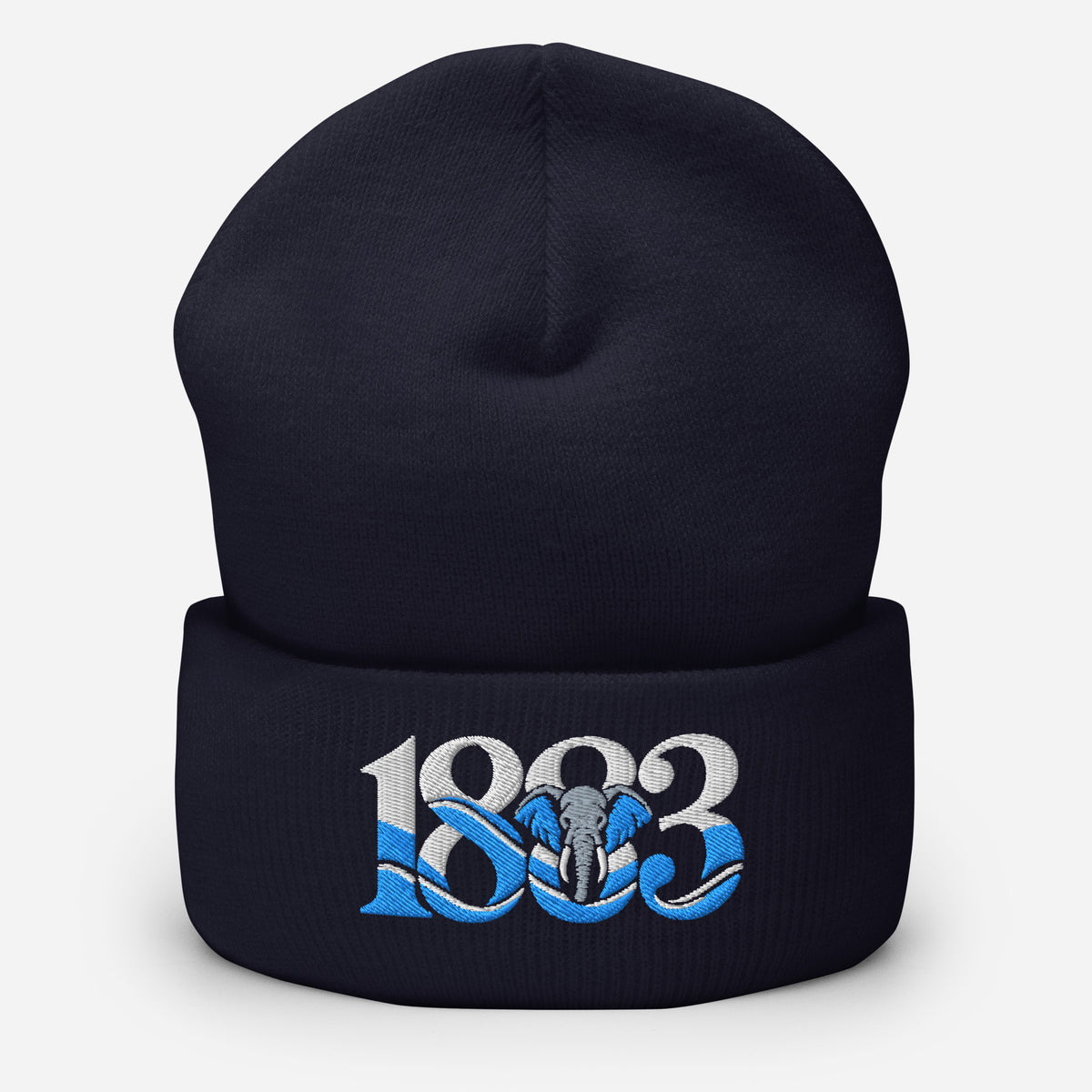 Coventry City 1883 Heritage Elephant Embroidered Football Beanie – navy front view