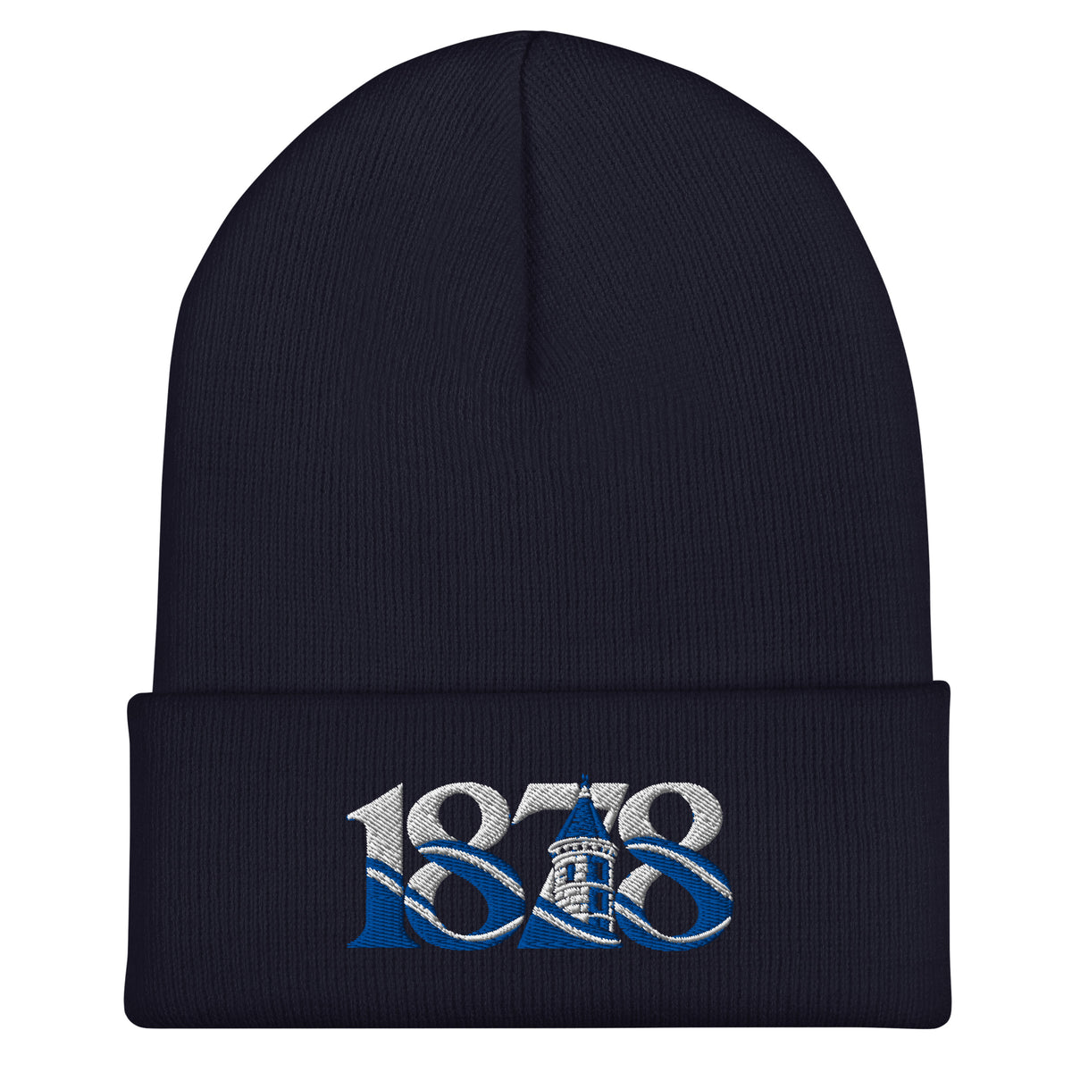 Everton 1878 Heritage Tower Embroidered Football Beanie – navy front view