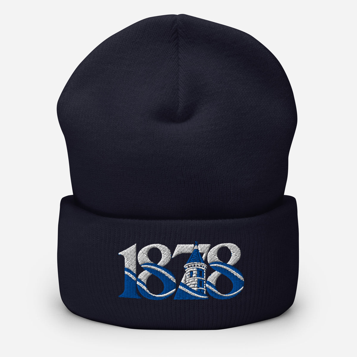 Everton 1878 Heritage Tower Embroidered Football Beanie – navy front view
