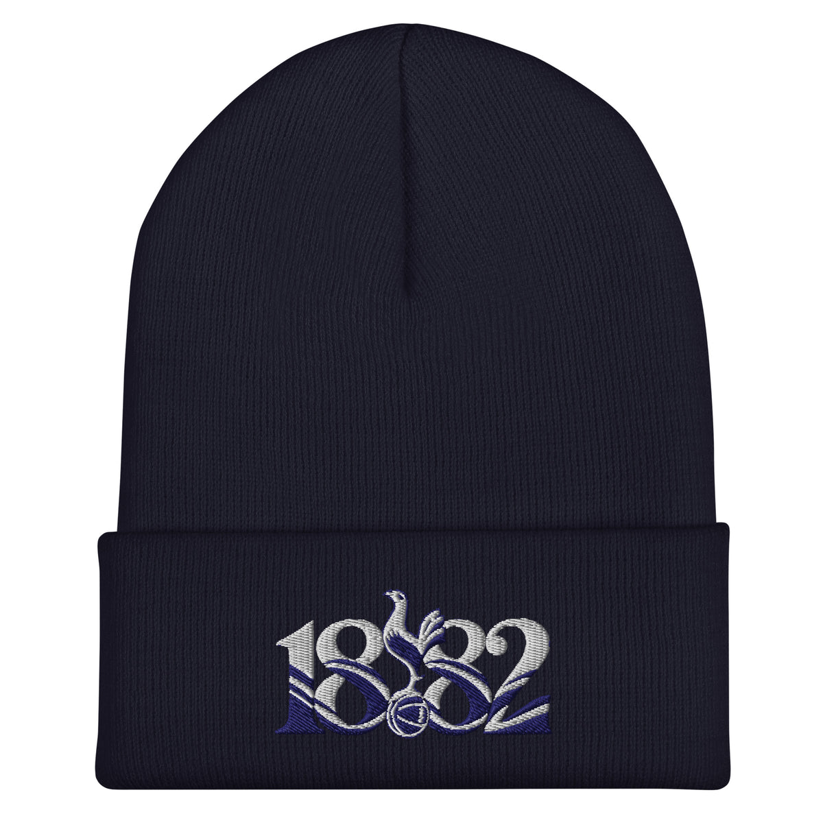 Tottenham Hotspur 1882 Heritage Embroidered Football Beanie – navy front view