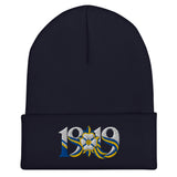 Leeds 1919 White Rose Heritage Embroidered Football Beanie – navy front view