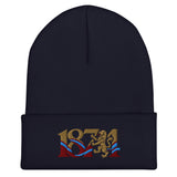 Aston Villa 1874 Lion Heritage Embroidered Football Beanie – navy front view