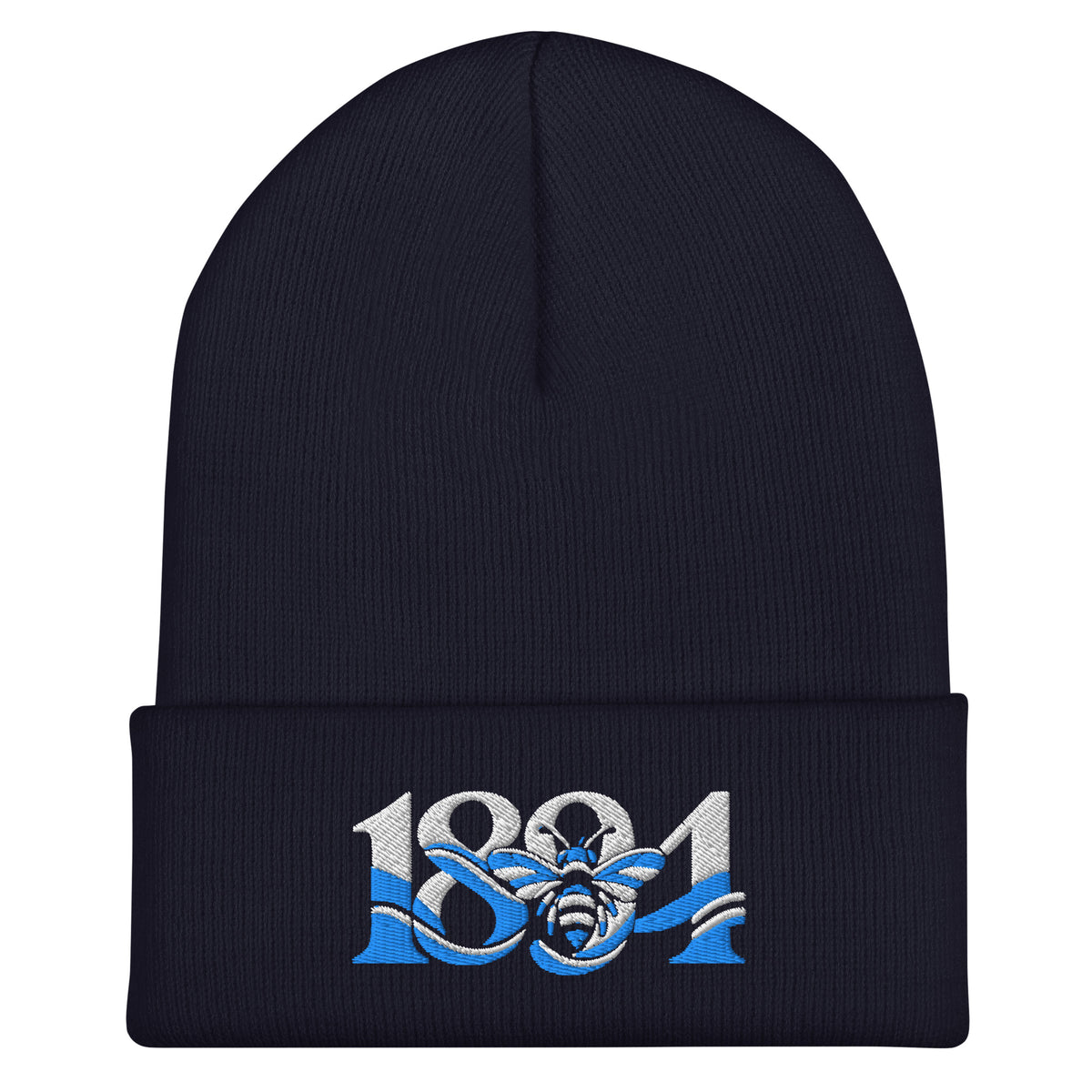 Manchester 1894 Worker Bee Heritage Embroidered Football Beanie – navy front view