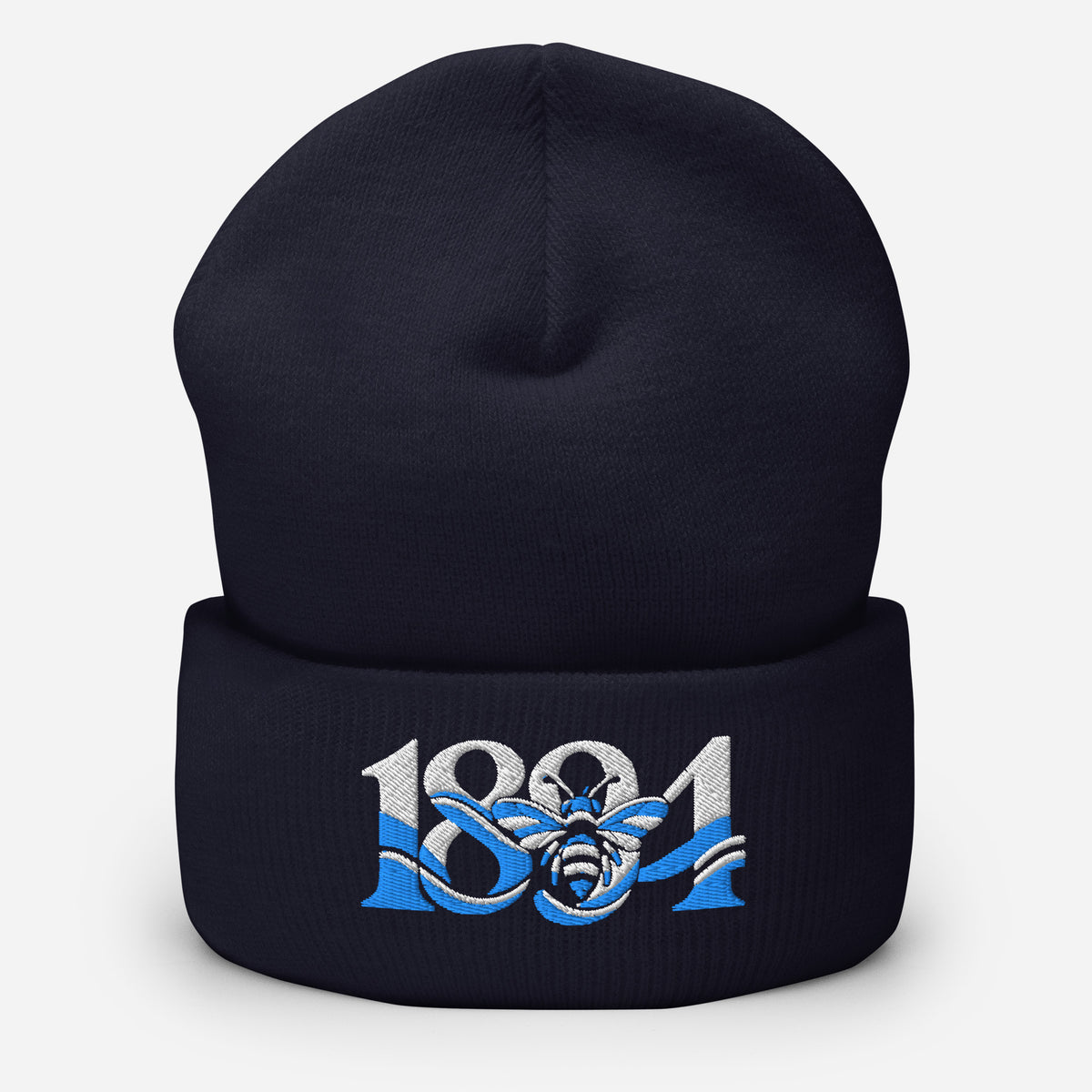 Manchester 1894 Worker Bee Heritage Embroidered Football Beanie – navy front view
