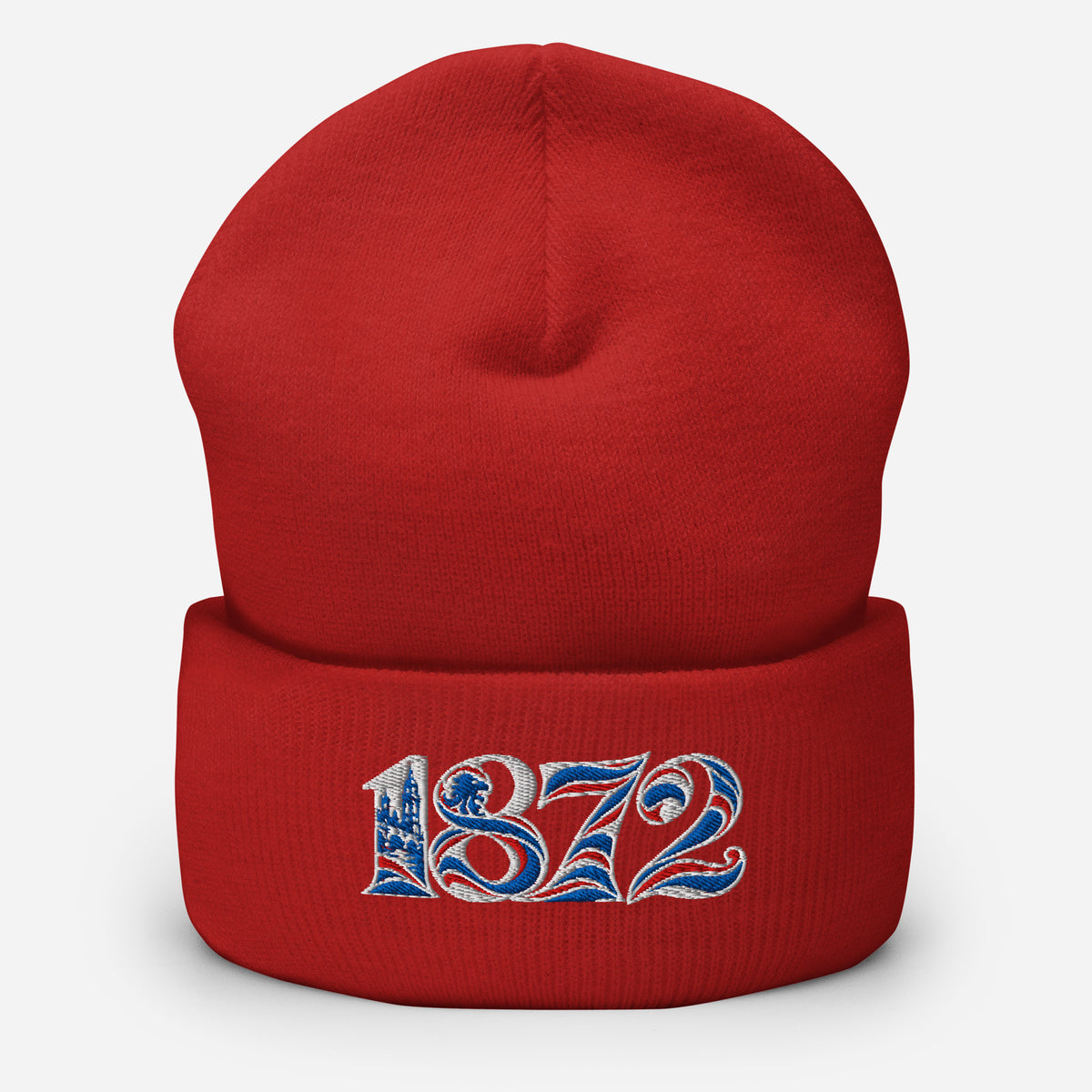 Rangers 1872 founding year embroidered football beanie in Red – product image 1