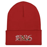 Arsenal 1886 Heritage Embroidered Football Beanie – red front view