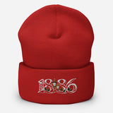 Arsenal 1886 Heritage Embroidered Football Beanie – red front view