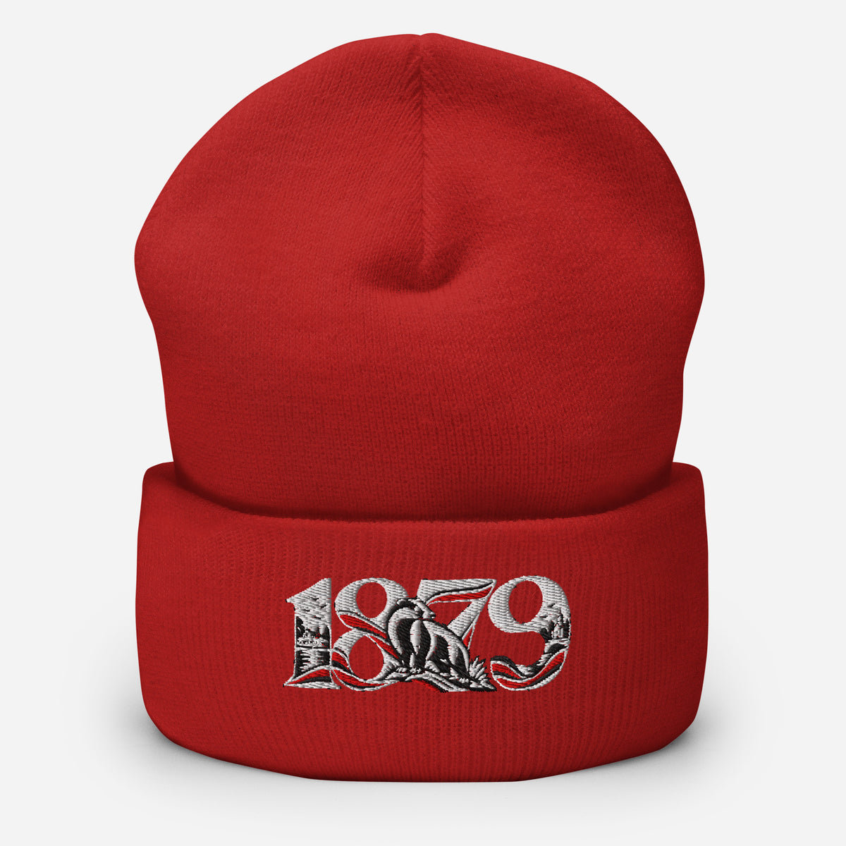 Fulham 1879 Heritage Embroidered Football Beanie – red front view