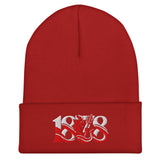 Manchester United 1878 Red Devil Heritage embroidered football beanie, red colour, front view
