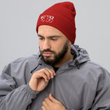 Manchester United 1878 Red Devil Heritage embroidered football beanie, red colour, front view
