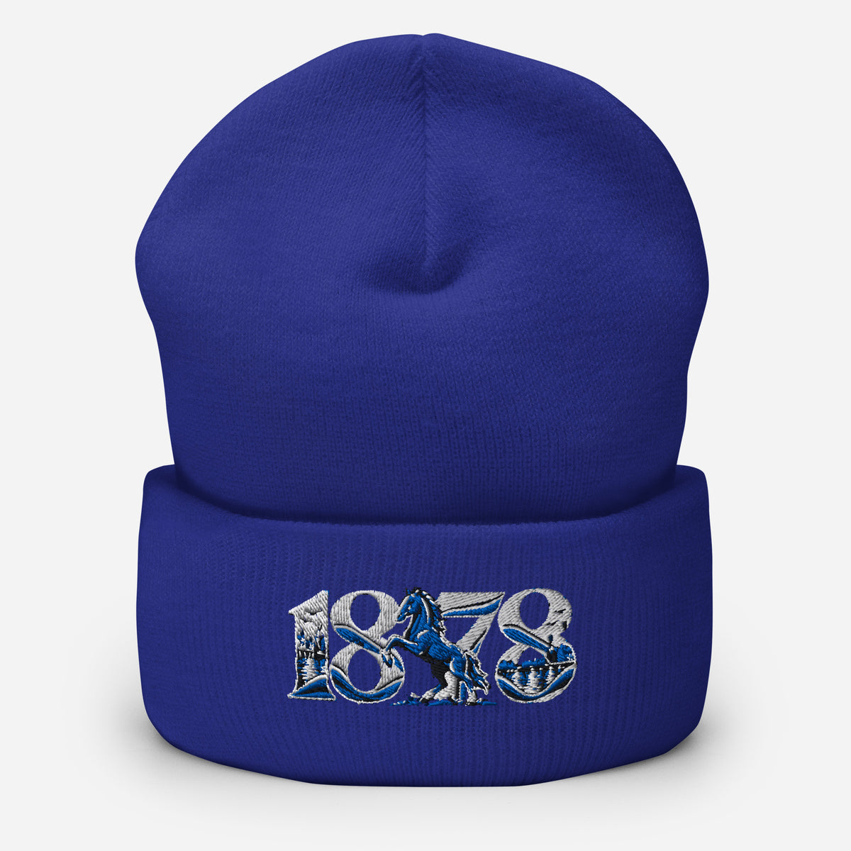 Ipswich Town 1878 Heritage Embroidered Football Beanie – royal front view