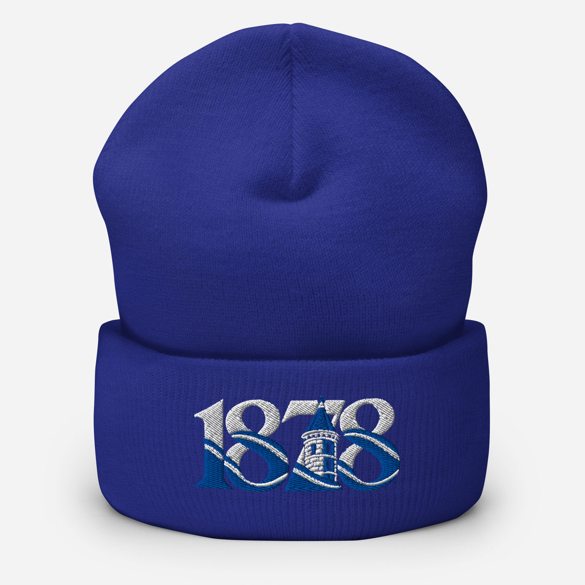 Everton 1878 Heritage Tower Embroidered Football Beanie – royal front view