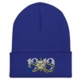 Leeds 1919 White Rose Heritage Embroidered Football Beanie – royal front view