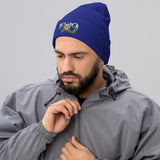 Leeds 1919 White Rose Heritage Embroidered Football Beanie – royal front view
