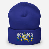 Leeds 1919 White Rose Heritage Embroidered Football Beanie – royal front view