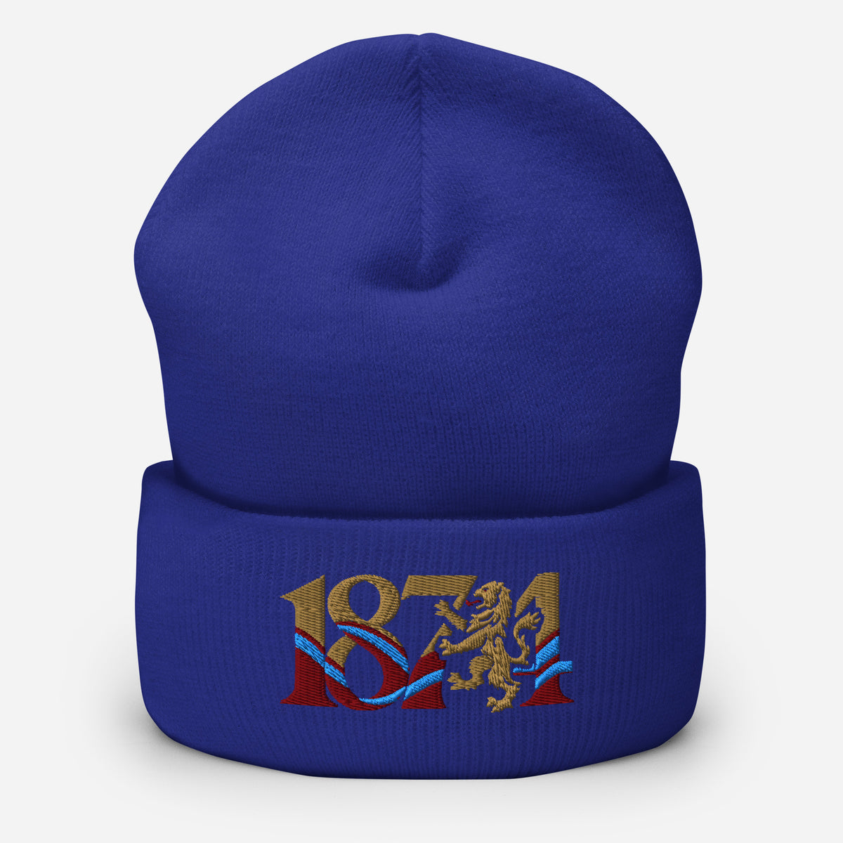 Aston Villa 1874 Lion Heritage Embroidered Football Beanie – royal front view