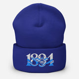 Manchester 1894 Worker Bee Heritage Embroidered Football Beanie – royal front view