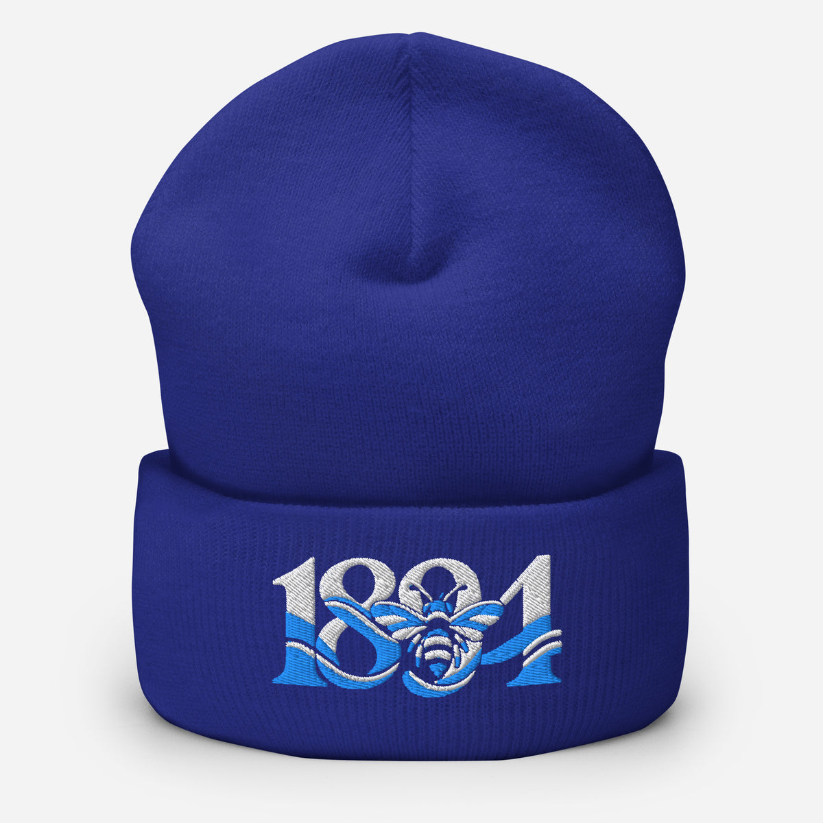 Manchester 1894 Worker Bee Heritage Embroidered Football Beanie – royal front view