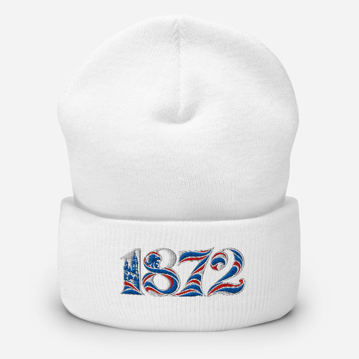 Rangers 1872 founding year embroidered football beanie in White – product image 1