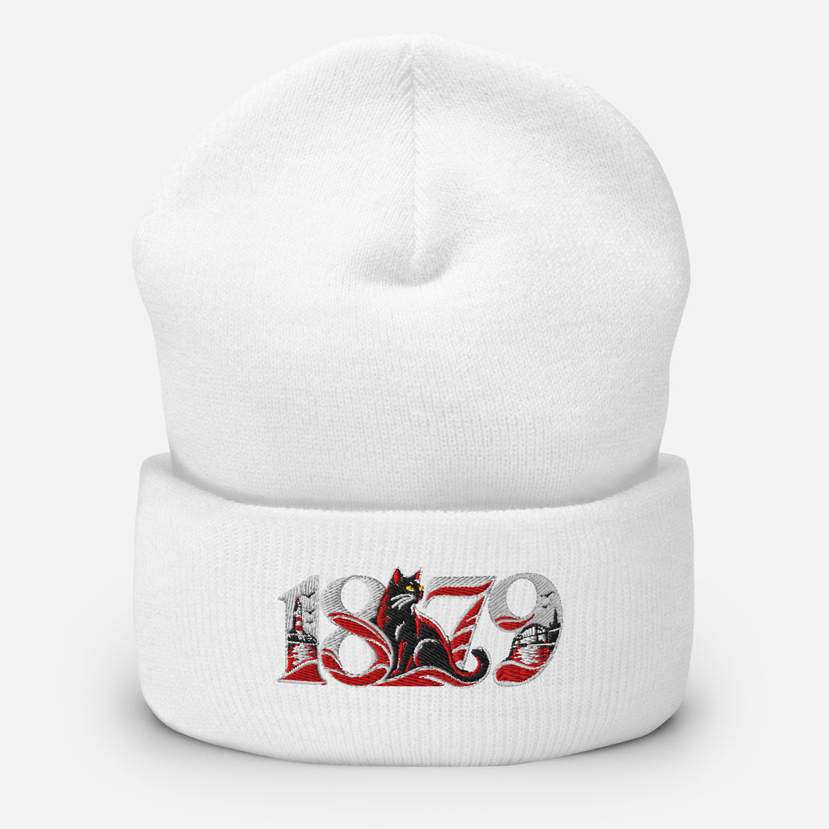 Sunderland 1879 Heritage Embroidered Football Beanie – white front view