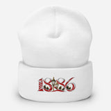 Arsenal 1886 Heritage Embroidered Football Beanie – white front view