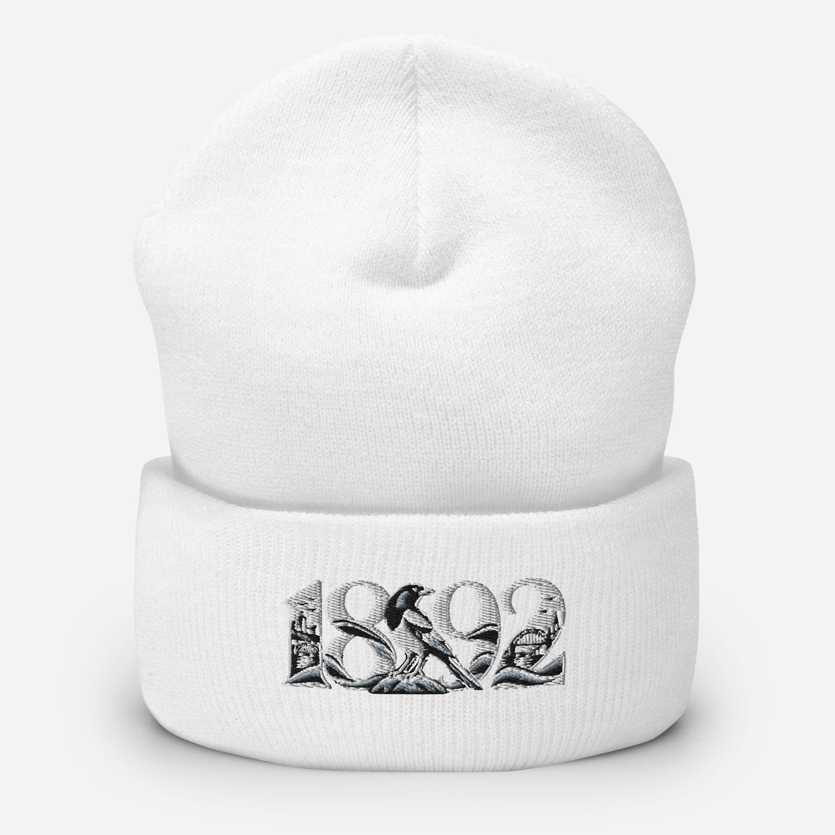 Newcastle United 1892 Heritage Embroidered Football Beanie – white front view