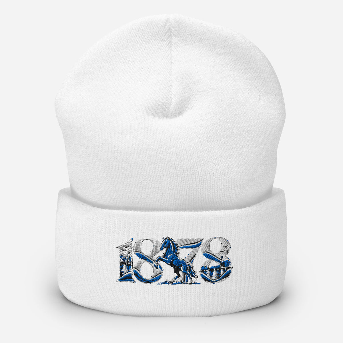 Ipswich Town 1878 Heritage Embroidered Football Beanie – white front view