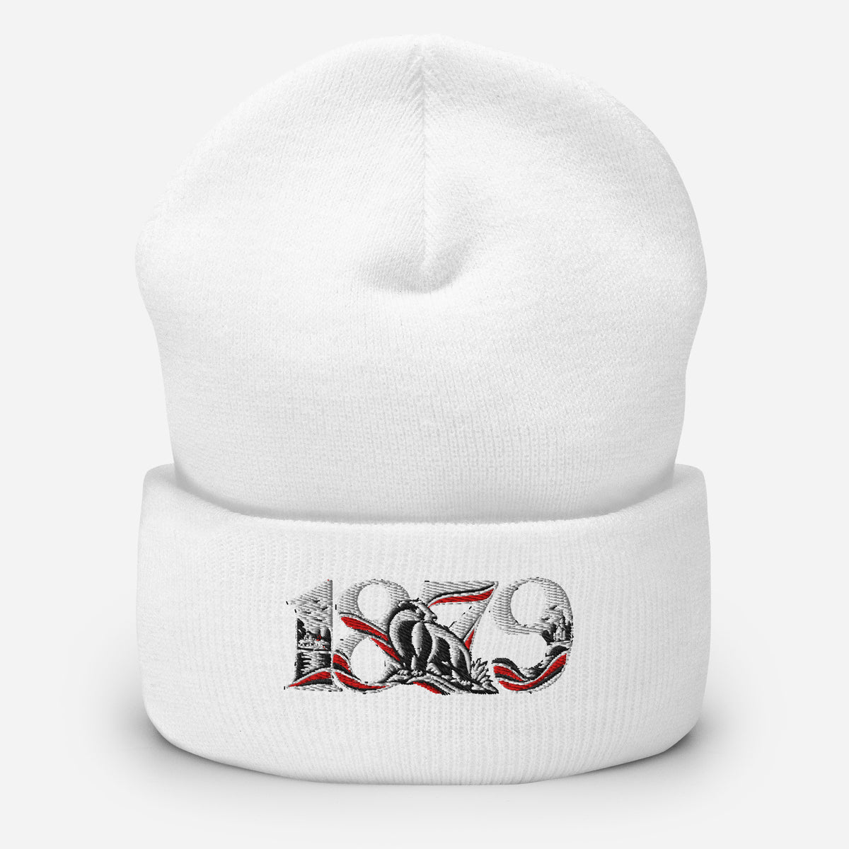 Fulham 1879 Heritage Embroidered Football Beanie – white front view