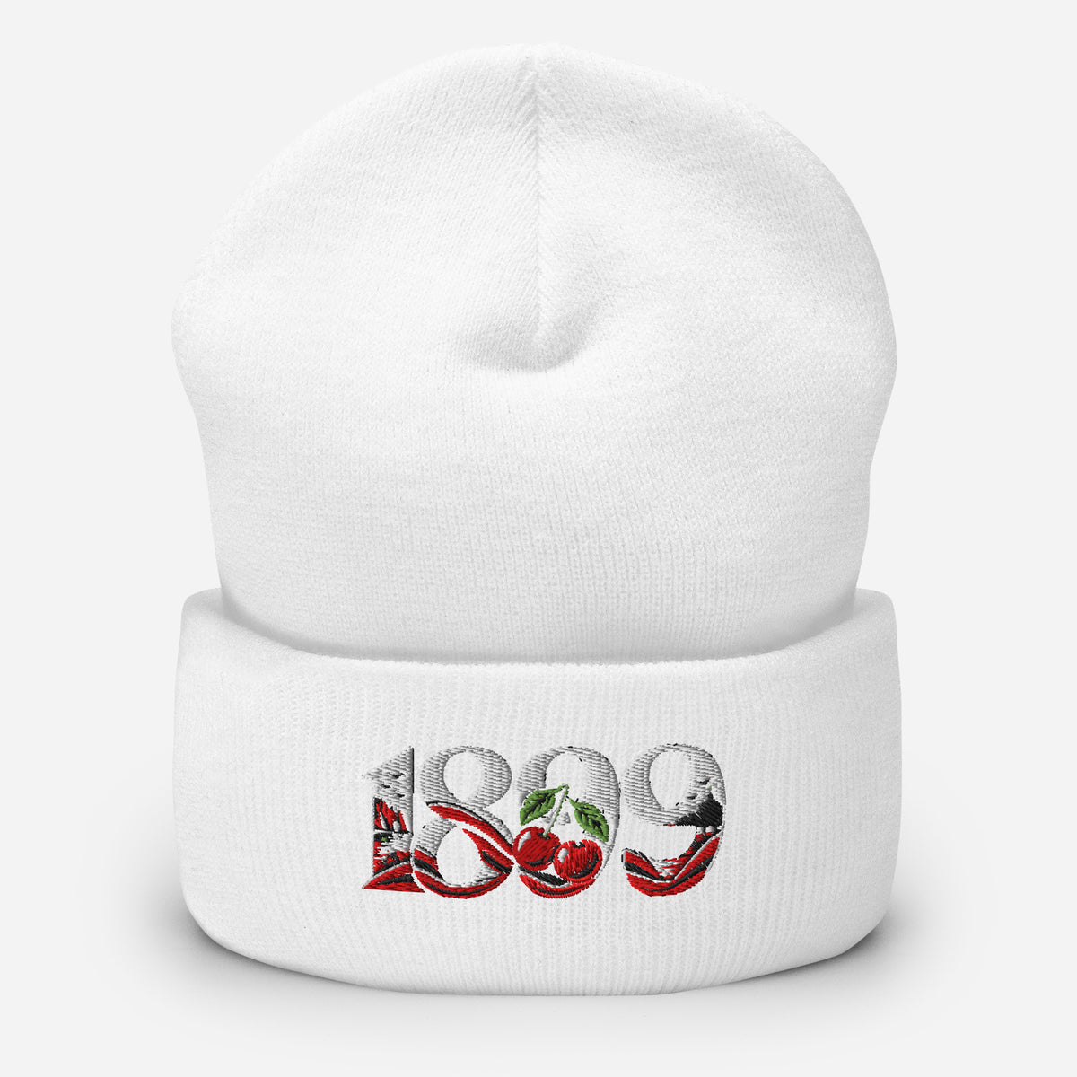 Bournemouth 1899 Heritage Cherries Embroidered Football Beanie – white front view