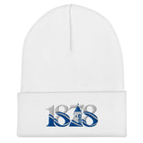 Everton 1878 Heritage Tower Embroidered Football Beanie – white front view
