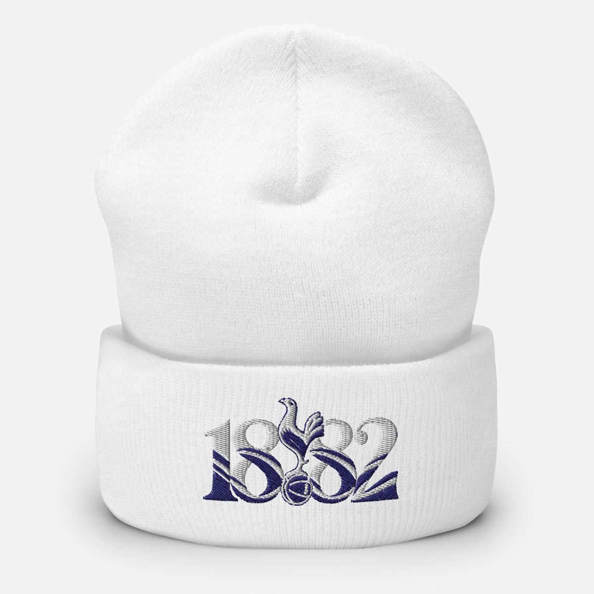 Tottenham Hotspur 1882 Heritage Embroidered Football Beanie – white front view