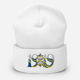 Leeds 1919 White Rose Heritage Embroidered Football Beanie – white front view