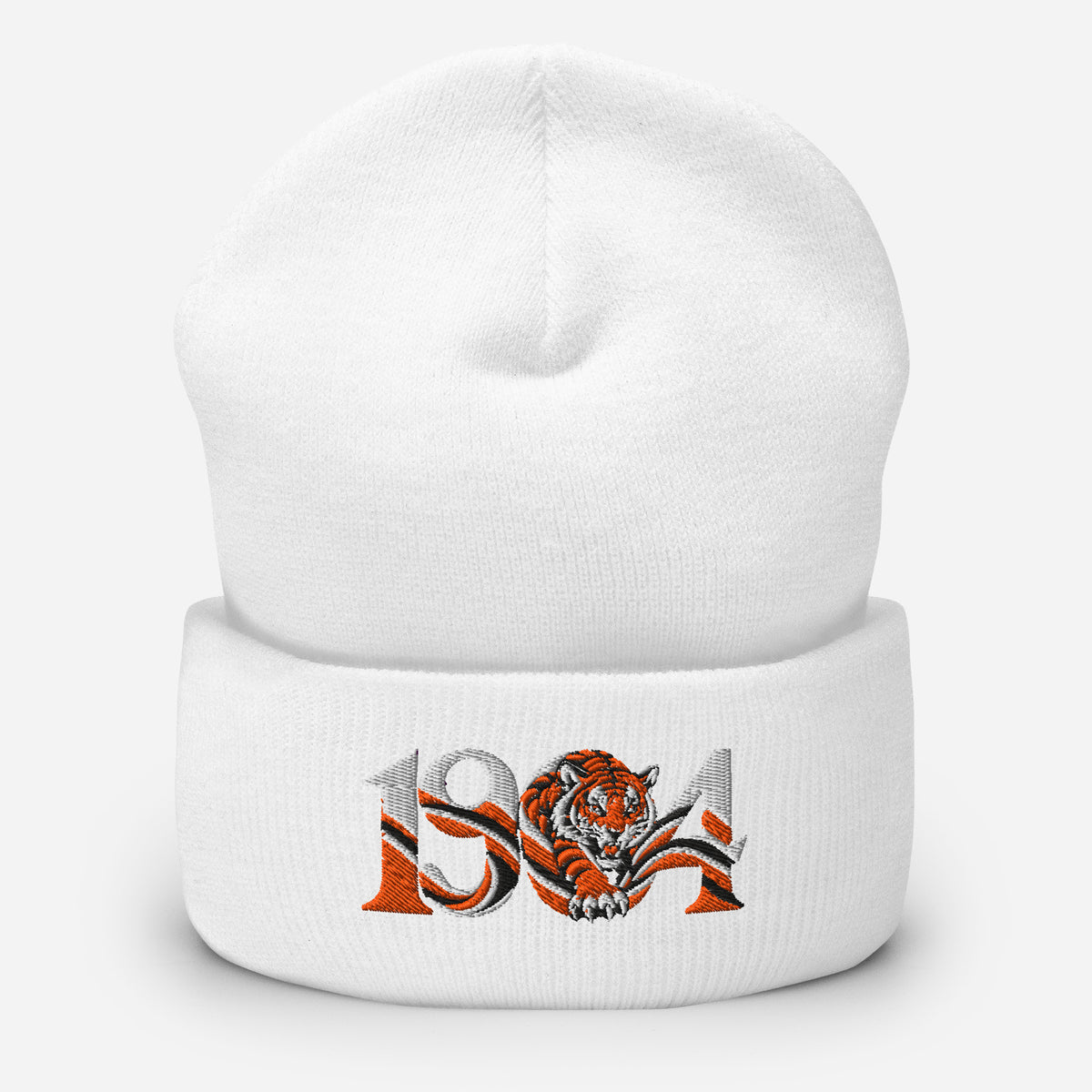 Hull 1904 Tigers Heritage Embroidered Football Beanie – white front view