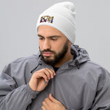 Aston Villa 1874 Lion Heritage Embroidered Football Beanie – white front view