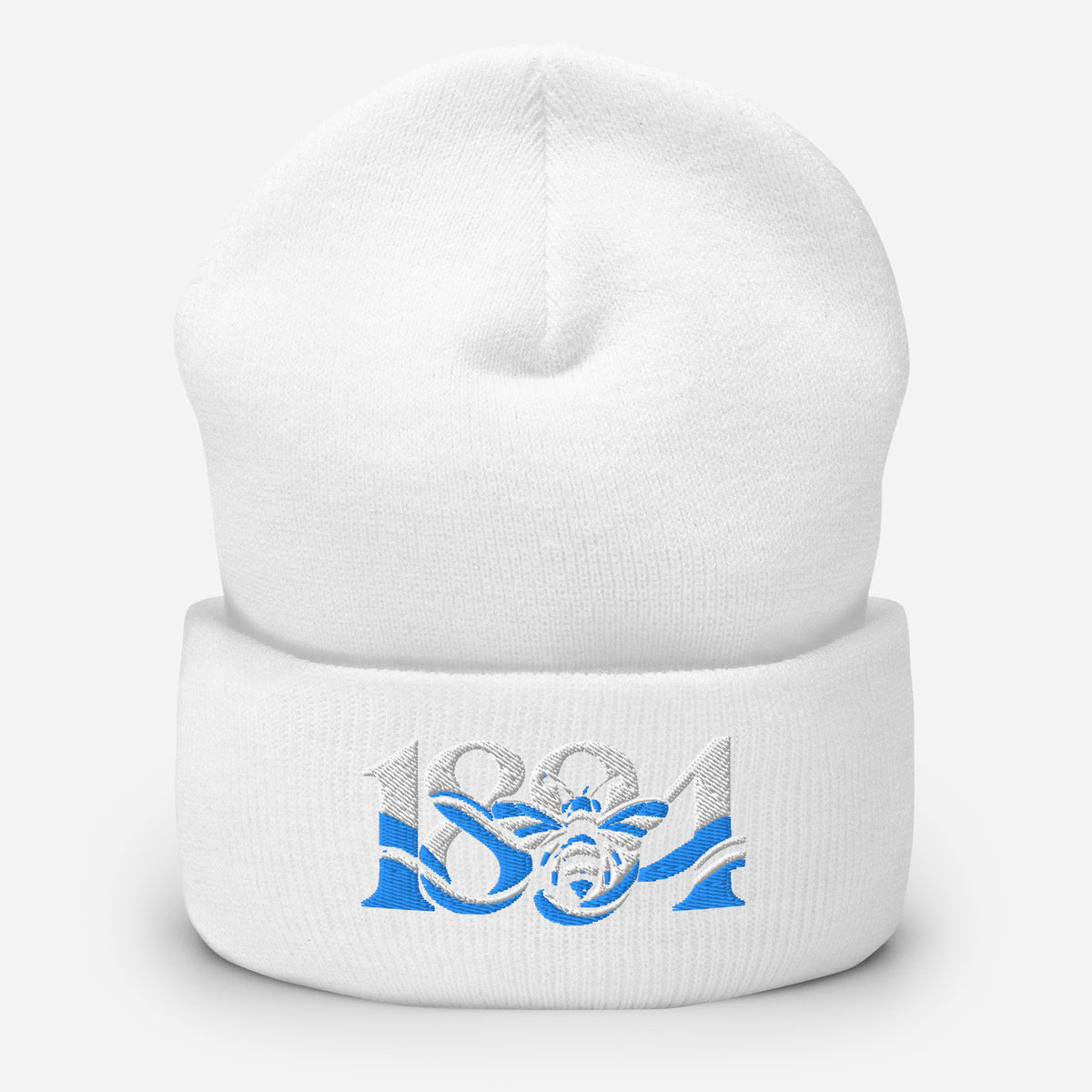 Manchester 1894 Worker Bee Heritage Embroidered Football Beanie – white front view