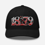 Sunderland 1879 Heritage Embroidered Football Trucker Cap – black front view