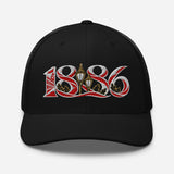 Arsenal 1886 Heritage Embroidered Football Trucker Cap – black front view