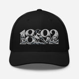 Newcastle United 1892 Heritage Embroidered Football Trucker Cap – black front view
