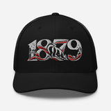 Fulham 1879 Heritage embroidered football trucker cap, black colour, front view