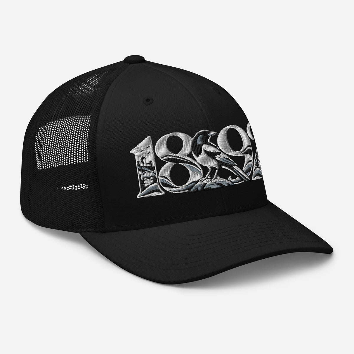Newcastle United 1892 Heritage Embroidered Football Trucker Cap – black right front view