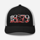 Sunderland 1879 Heritage Embroidered Football Trucker Cap – black white front view