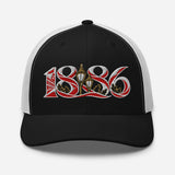 Arsenal 1886 Heritage Embroidered Football Trucker Cap – black white front view