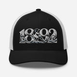 Newcastle United 1892 Heritage Embroidered Football Trucker Cap – black white front view