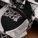 Fulham 1879 Heritage embroidered football trucker cap, black white colour, front view