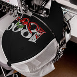 Bournemouth 1899 Heritage Cherries embroidered football trucker cap, black white colour, front view