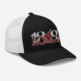 Liverpool 1892 Heritage Liver Bird Embroidered Football Trucker Cap – black white right front view