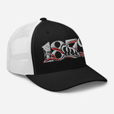 Fulham 1879 Heritage embroidered football trucker cap, black white colour, right-front view