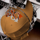Hull 1904 Tigers Heritage embroidered football trucker cap, caramel colour, front view