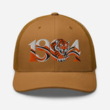 Hull 1904 Tigers Heritage embroidered football trucker cap, caramel colour, front view