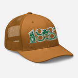 Celtic 1887 Founding Year Inspired Embroidered Football Trucker Cap – caramel right front view